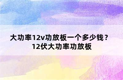 大功率12v功放板一个多少钱？ 12伏大功率功放板